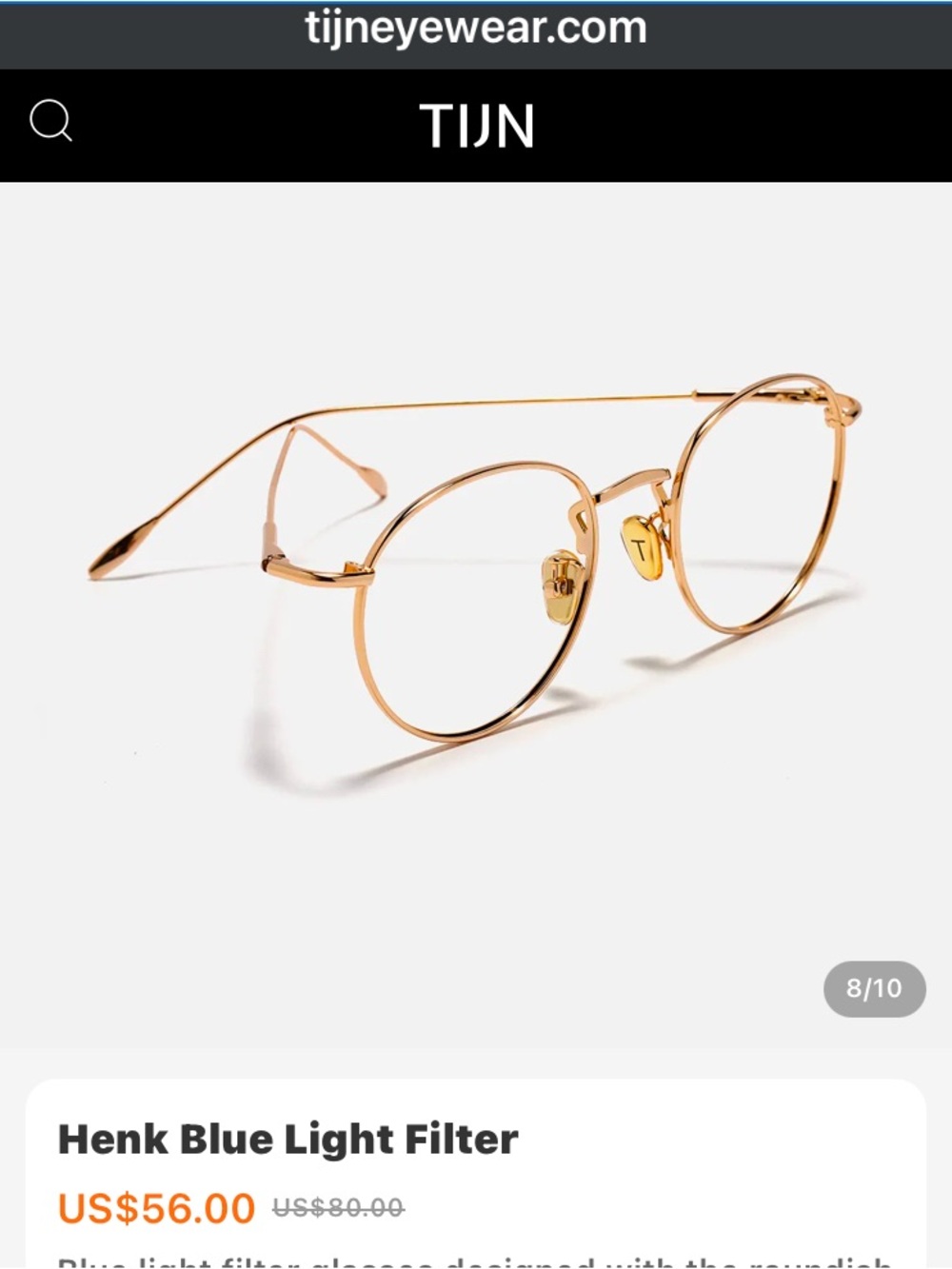 TIJN Henk Blue Light Filter Glasses - Gold Frame